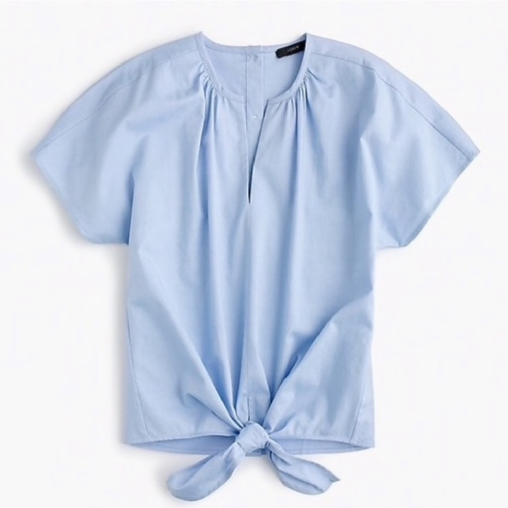 J. Crew Light Blue tie front blouse XS